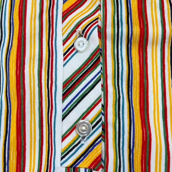 Vintage 70s Colorful Rainbow Striped Collared Mod… - image 6