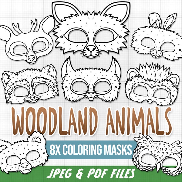 Printable Woodland Animal Masks. Cute Wilderness Creature Coloring Pages. Color Your Own Mask. Kids Preschool Activities. Teacher Craft Idea