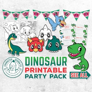 Dinosaurier Party Pack zum ausdrucken, Dinosaurier Party, Cricut. Dino Party, Party Set, Dinosaurier Wimpelkette, Dinosaurier Partyeinladungen, Dinosaurier Masken