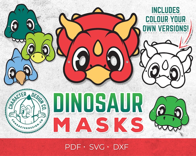 Dinosaur Mask Template DIY No Sew Mask Pattern. Triceratops - Etsy