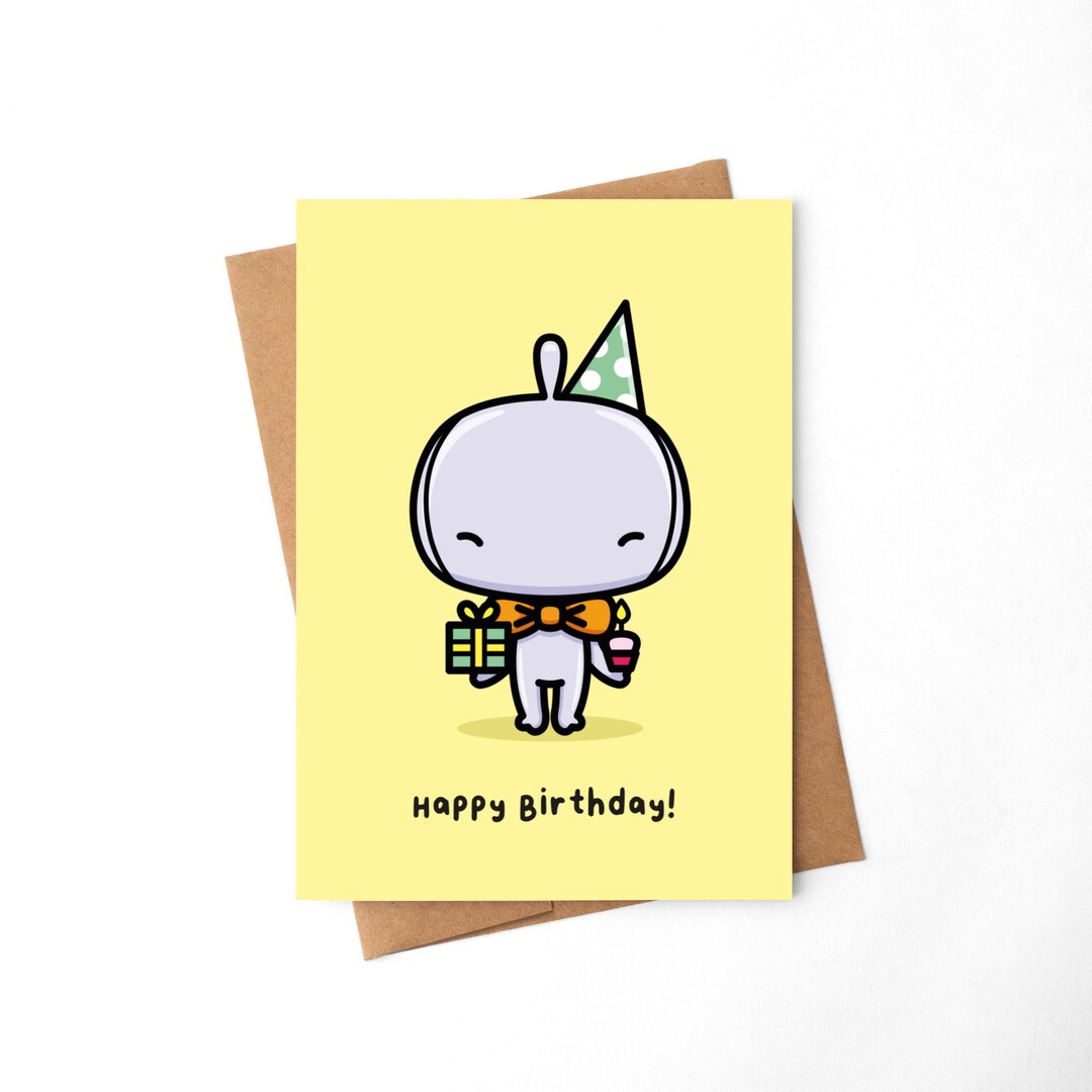 Happy Birthday Card Cute Birthday Card Kawaii Birthday Card Etsy