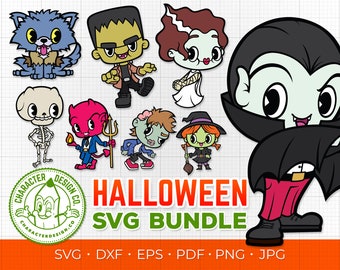 Halloween SVG bundle, 8X Halloween Cut Files, Horror SVG, Monster Cut Files, Halloween Characters, Cartoon Clipart, Halloween Cricut SVG