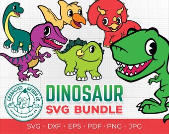 Dinosaur SVG bundle colour + outline, Dinosaur Cut Files Pack, Cricut. Dinosaur Clipart, Dino paper crafting, Dinosaur Cartoon dxf pdf png