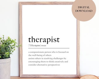 Therapist Definition Digital Download Therapist Print Therapist Poster Therapist Instant Download Therapist Quote Therapist Printable