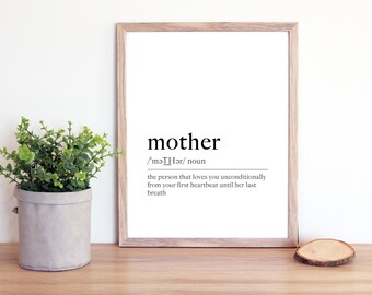 Mother Definition Printable Wall Art Mother Print Mother Poster Gift Mother Quote Mother Printable
