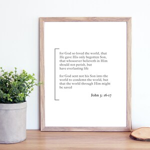 For God So Loved The World - John 3:16-17 | Instant Download Scripture