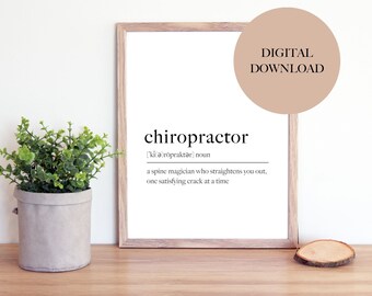 Chiropractor Definition Digital Download Chiropractor Print Chiropractor Poster Chiropractor Instant Download Chiropractor Printable