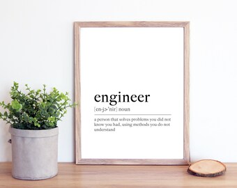 Engineer Definition Printable Wall Art Engineer Print Engineer Poster Engineer Quote Engineer Printable