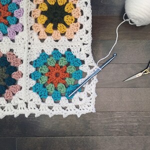 READY TO SHIP . vintage inspired granny square baby blanket . stroller blanket . multi color . image 5