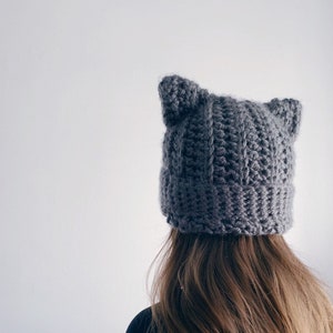 Made to order . CAT HAT . hand crocheted beanie . ALL sizes .
