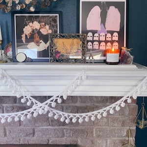 READY TO SHIP . Pom Pom crocheted garland . Pick Your Color and Size .