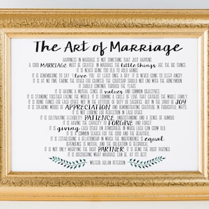 The Art of Marriage, Print, Marriage Poem, Wilfred Arlan Peterson Quote
