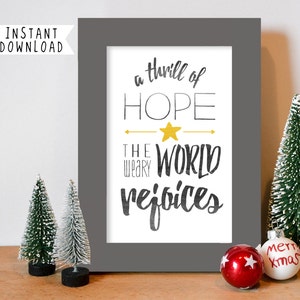 Printable Art, Christmas Print, O Holy Night, A Thrill of Hope the Weary World Rejoices