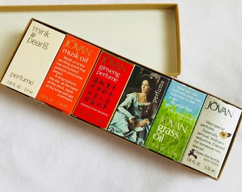 Vintage 1970s Jovan fragrance collection mini perfume oil box gift set NEW