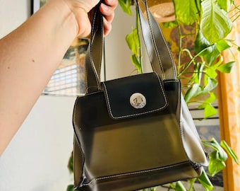 Vintage Coach Y2K 00s Black Signature East West Canvas & Leather