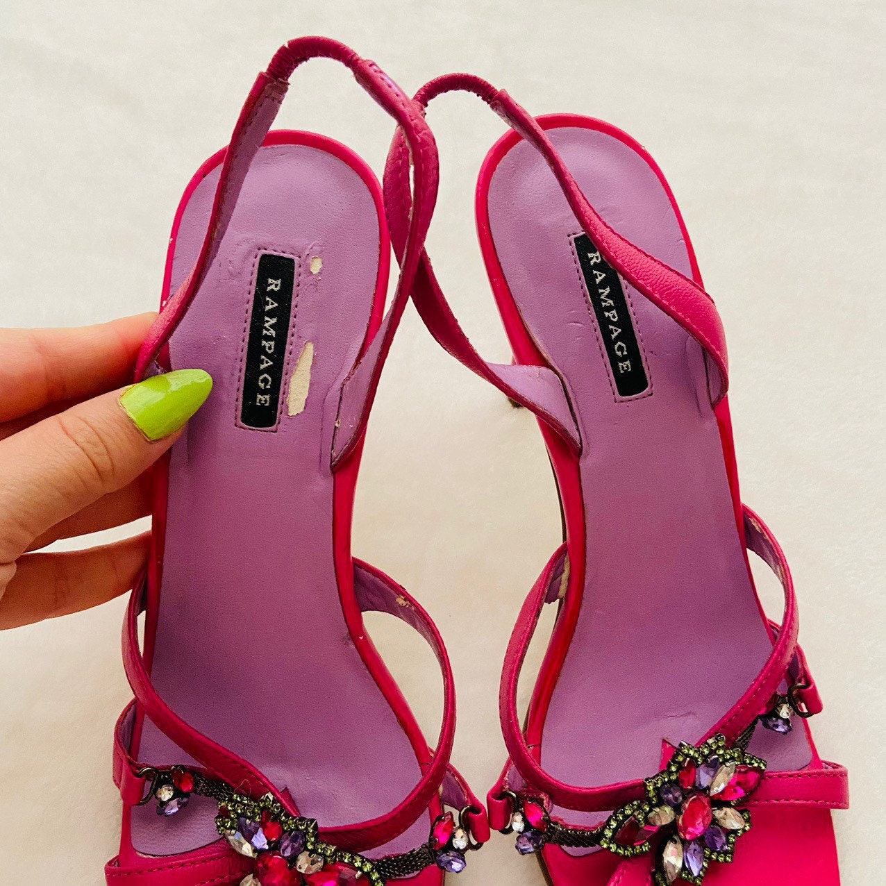Vintage 90s Y2k Rampage Hot Pink Jewel Rhinestone Slingback - Etsy
