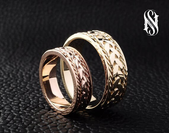 Slanting Platinum & Rose Gold Couple Rings JL PT 635