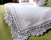 Wedding tablecloth Linen table runner lace White doily crochet Kitchen tablecloth