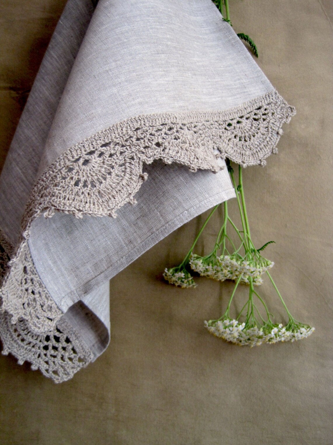 Linen hand towels rustic Kitchen dish towels crochet Etsy