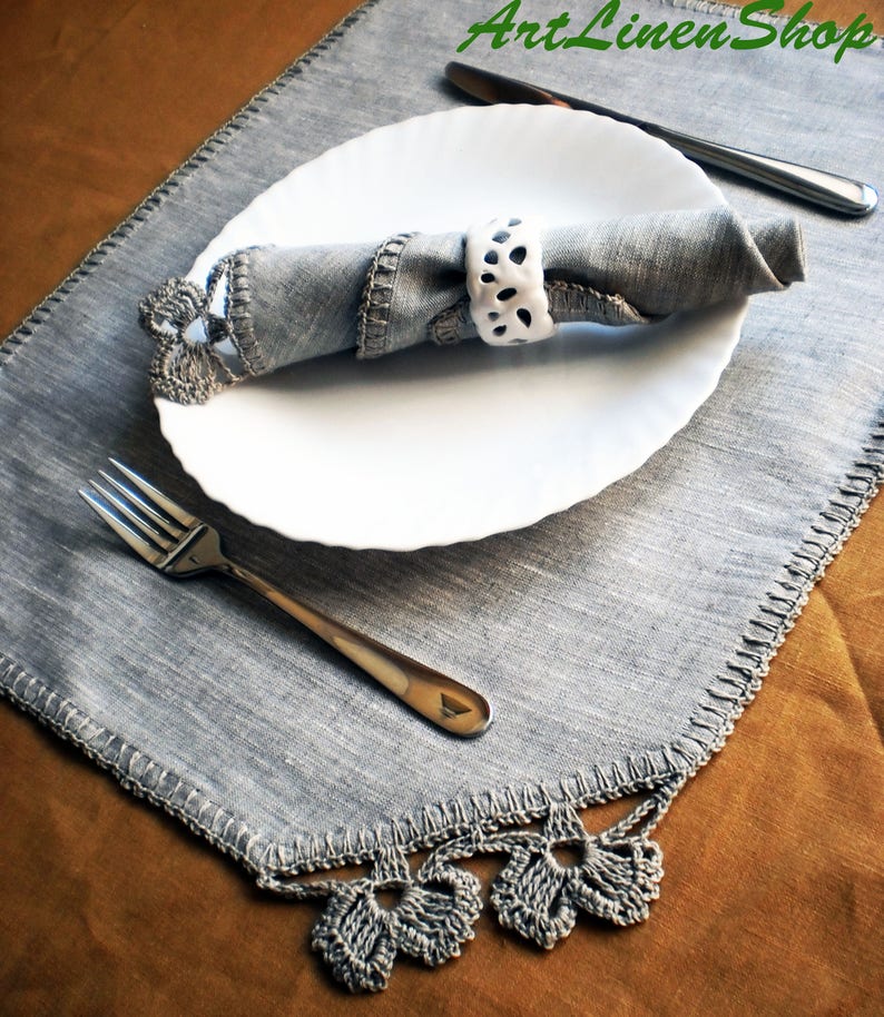 Linen placemats Wedding placemats Valentine's day Rustic Etsy