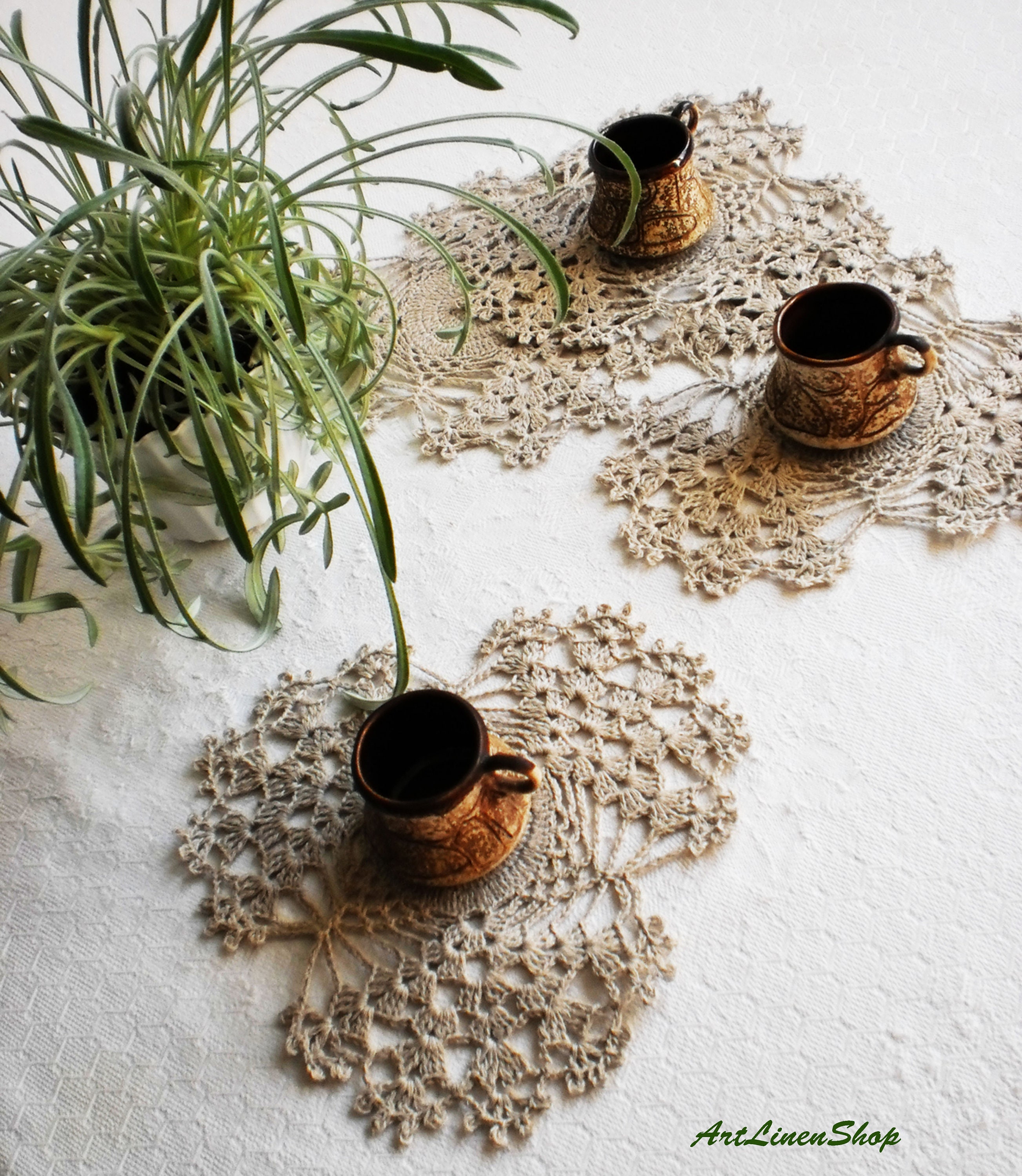 Crochet coasters Drink coasters set Lace doily Small doilies Etsy