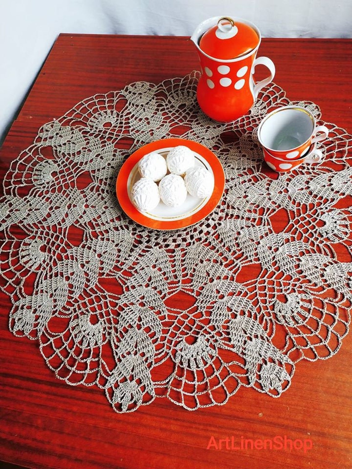 Linen tablecloth Crochet doilies Lace doily rustic Etsy