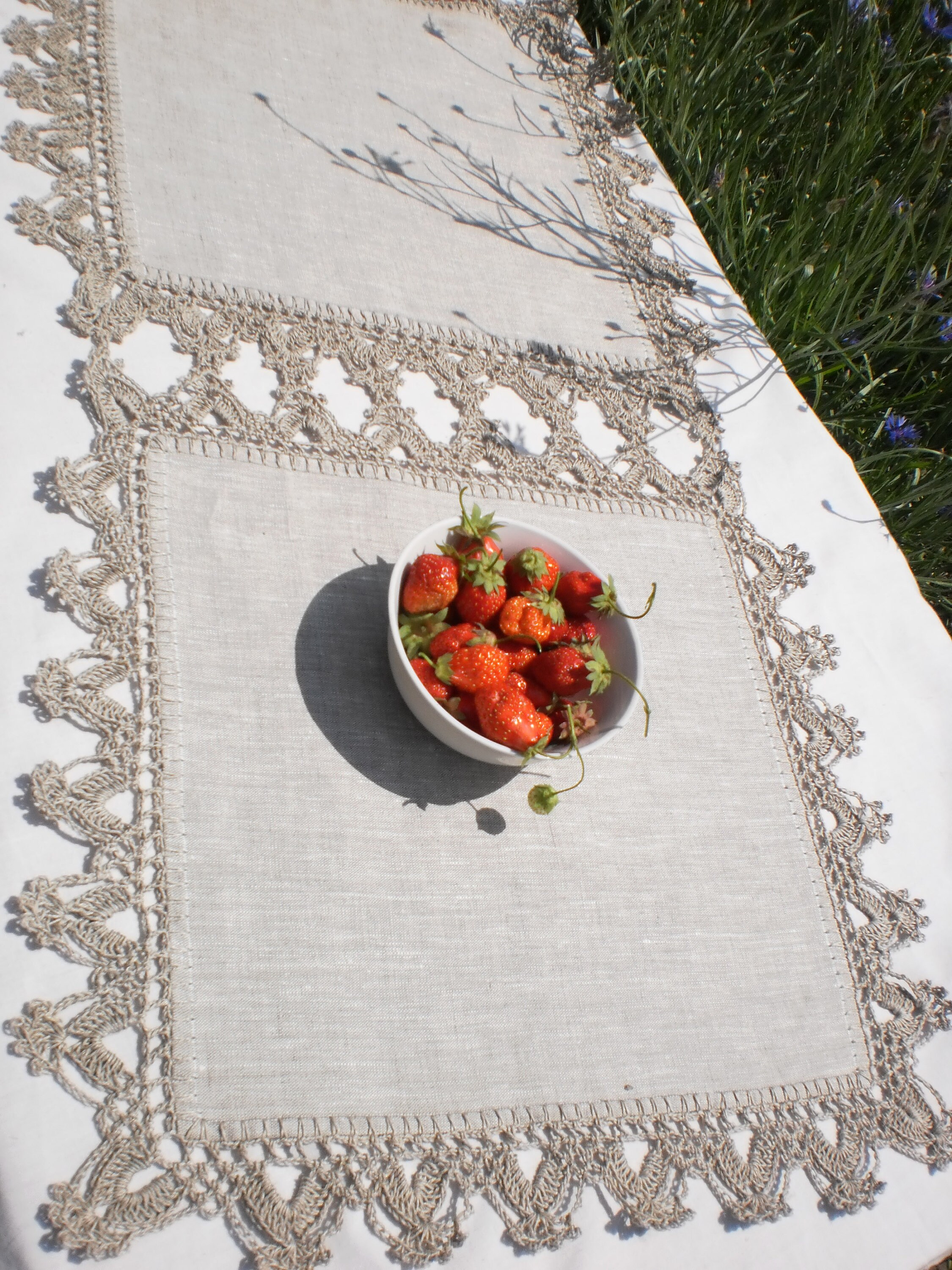 Table toppers Linen tablecloth doily with lace Table runner Etsy