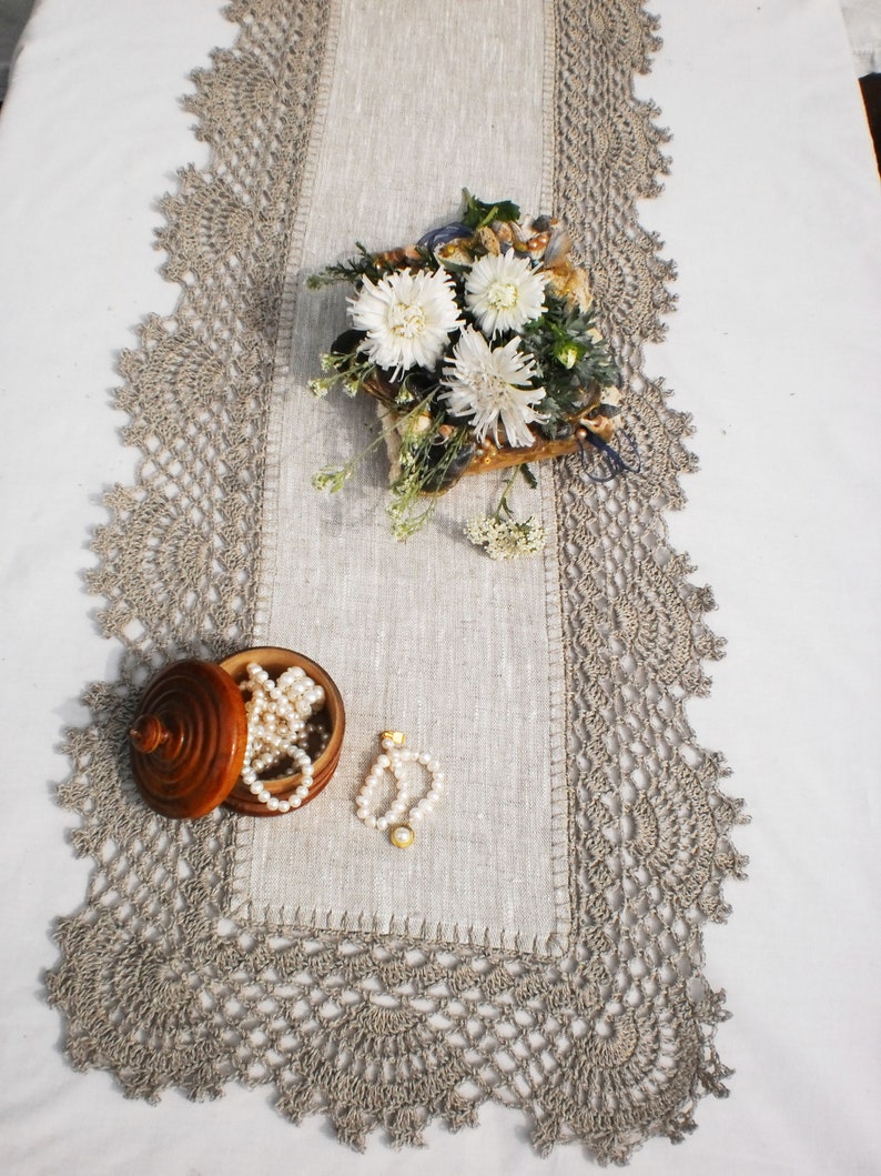 Linen table runners Lace tablecloth Rustic table runner Etsy
