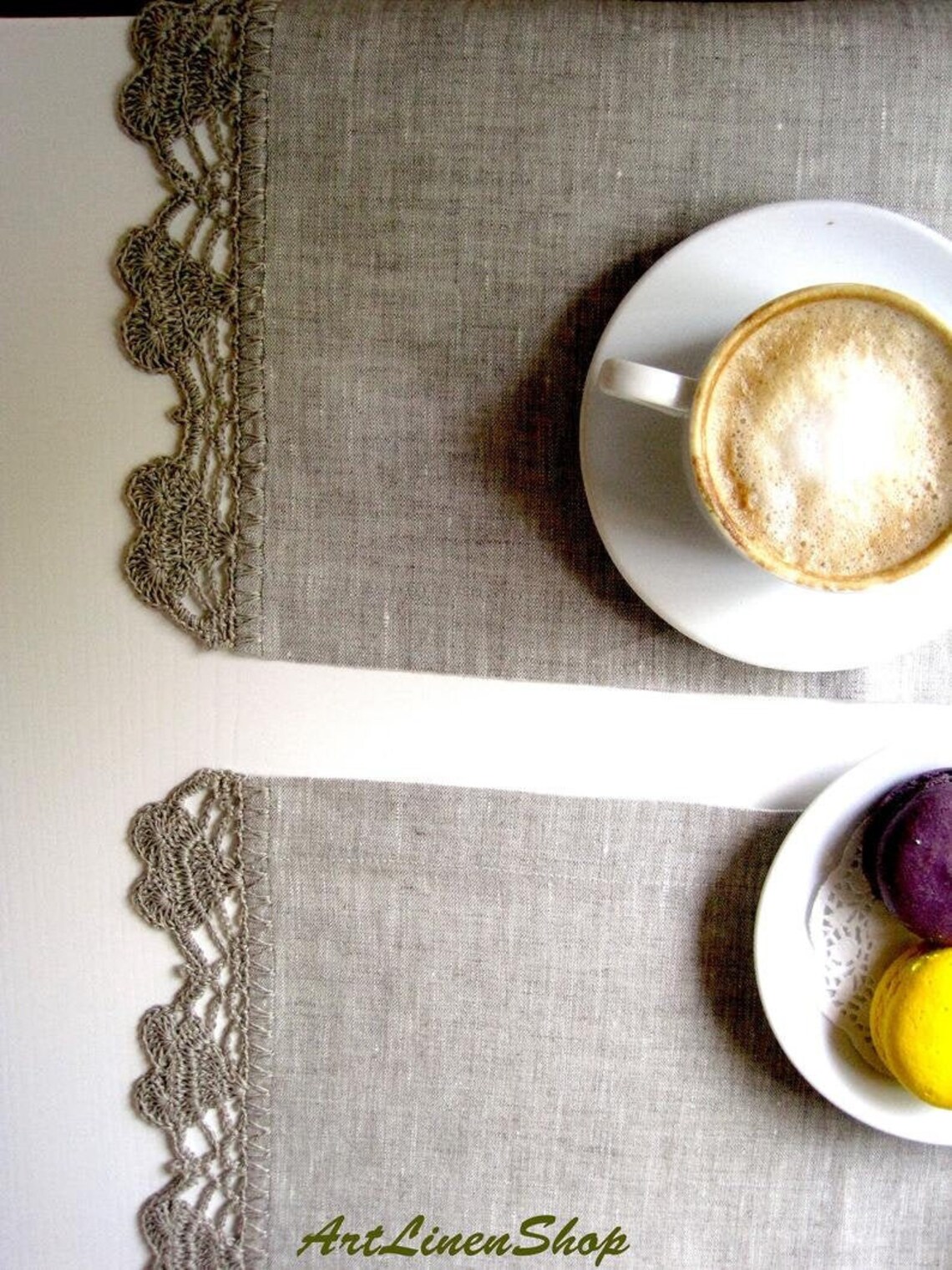 Wedding linen placemats doily with lace Table mats Wedding Etsy