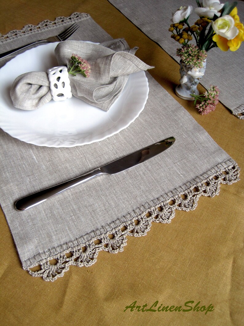 Linen placemats Rustic wedding table mats gray Etsy