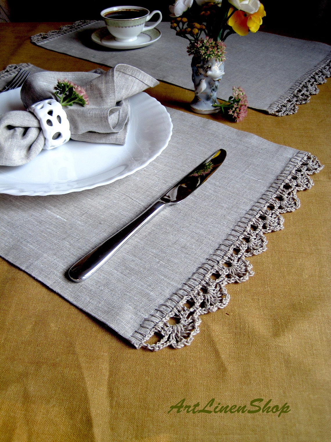 Linen placemats Rustic wedding table mats gray Etsy