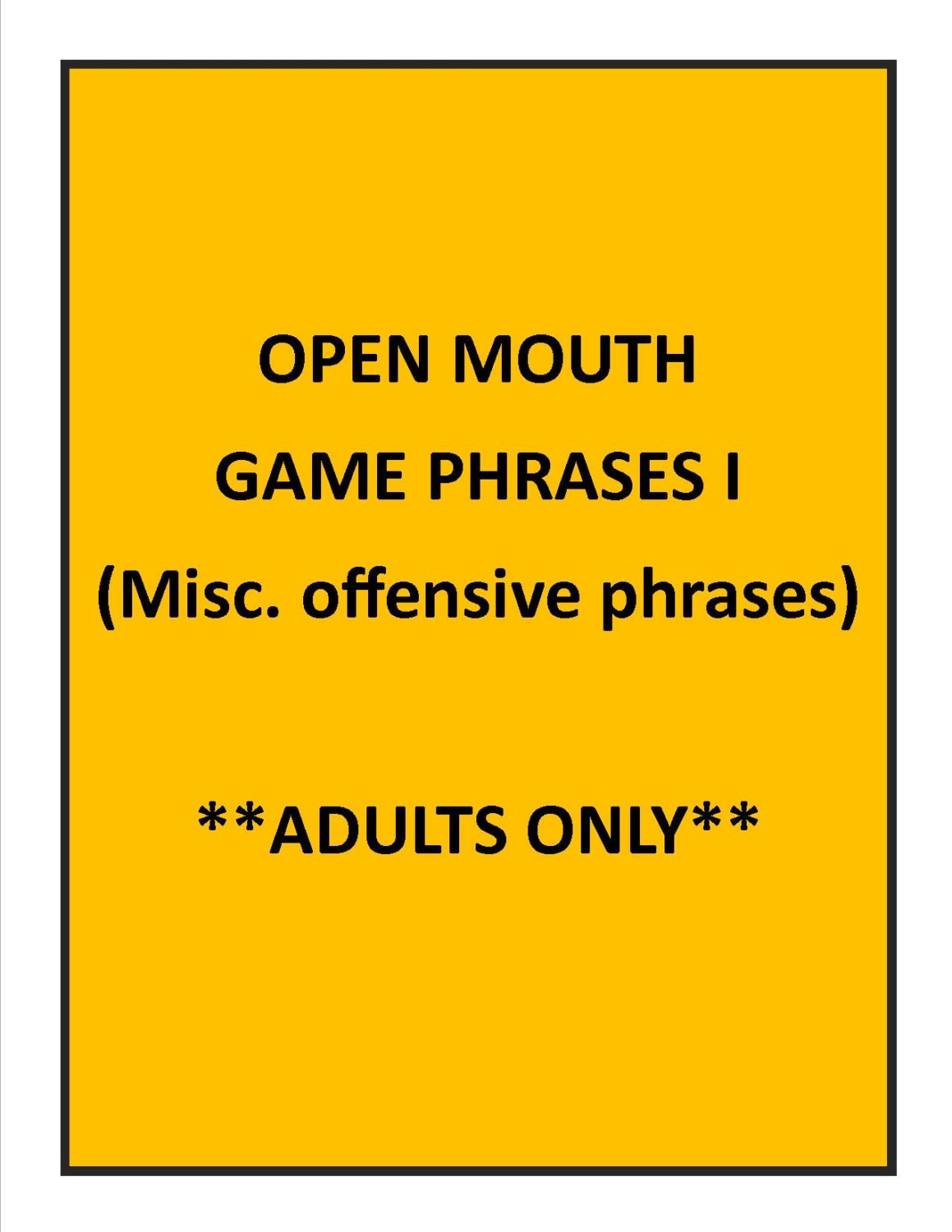 OPEN MOUTH GAME I phrases Only Adults Only - Etsy