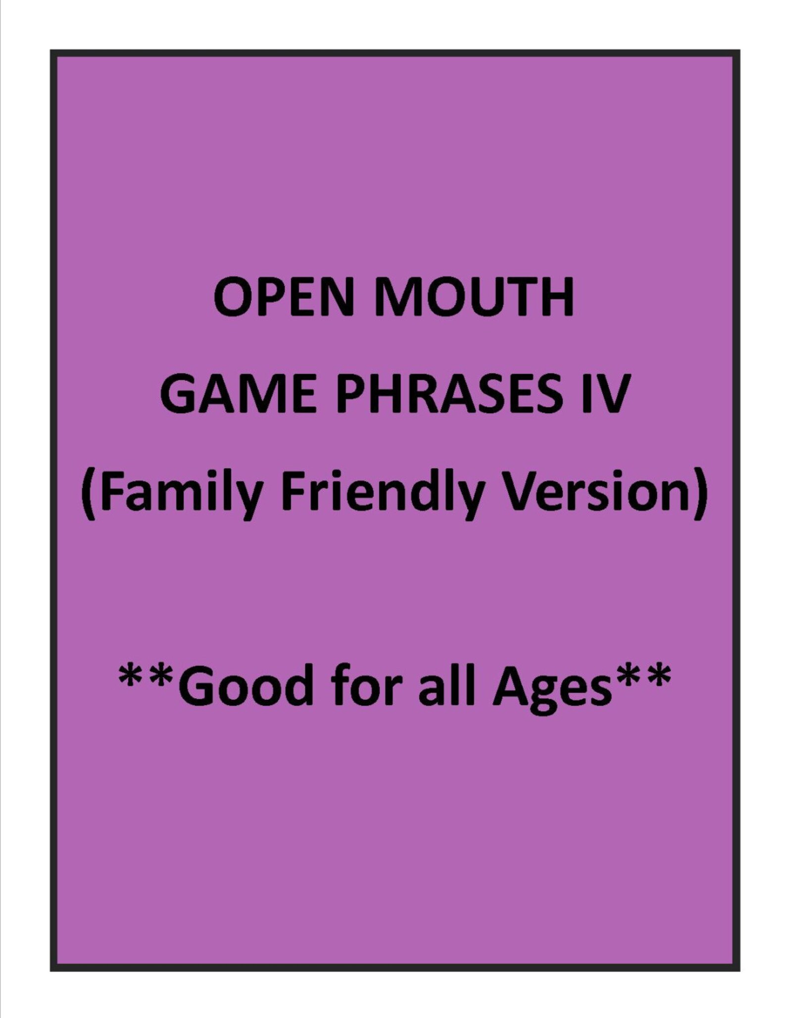 Open Mouth Game Phrases IV family Friendly Etsy