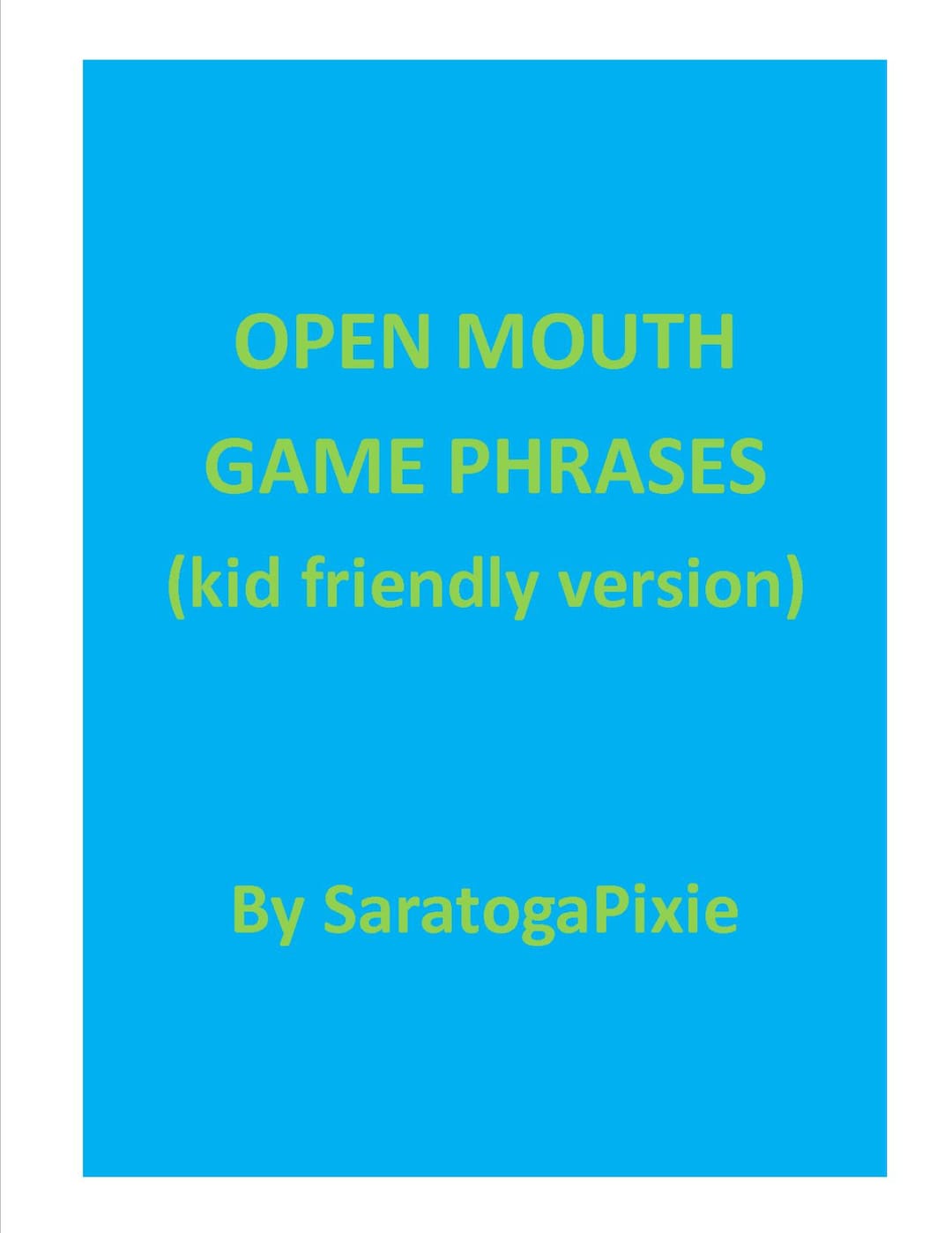 Open Mouth Game Phrases II kid Friendly Version Etsy