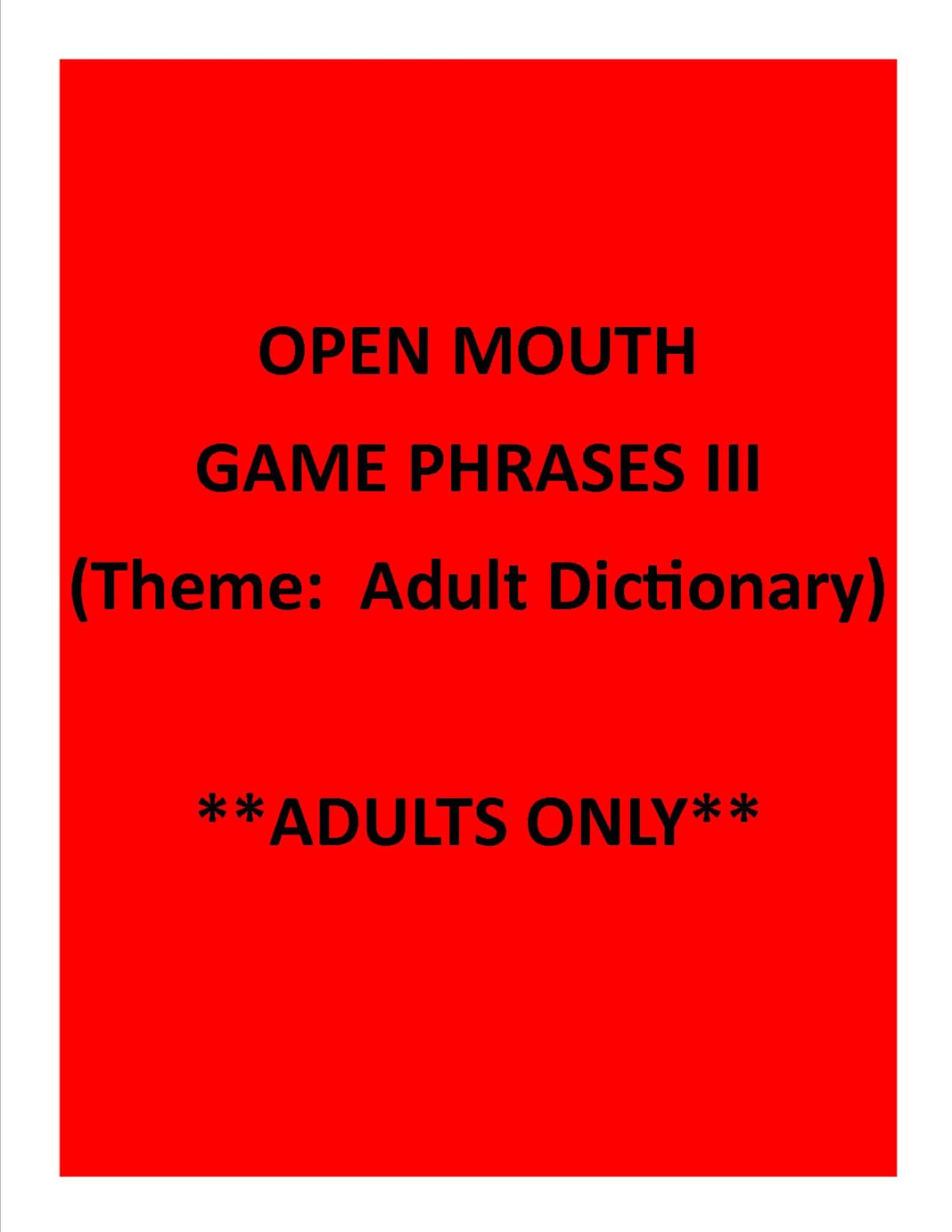 Open Mouth Game Phrases III adult Dictionary Version Etsy