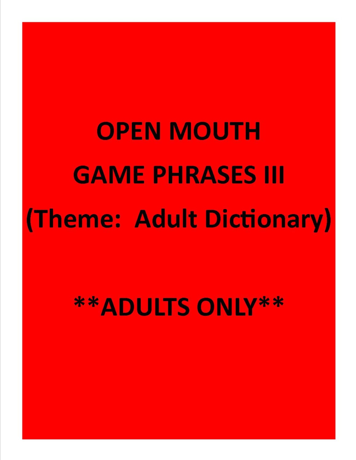 Open Mouth Game Phrases III (adult Dictionary Version) - Etsy