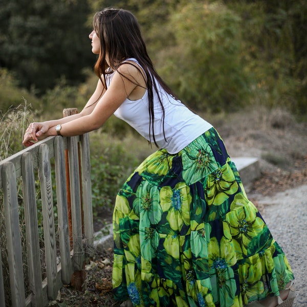 Jupe longue en couleur vert - RIO