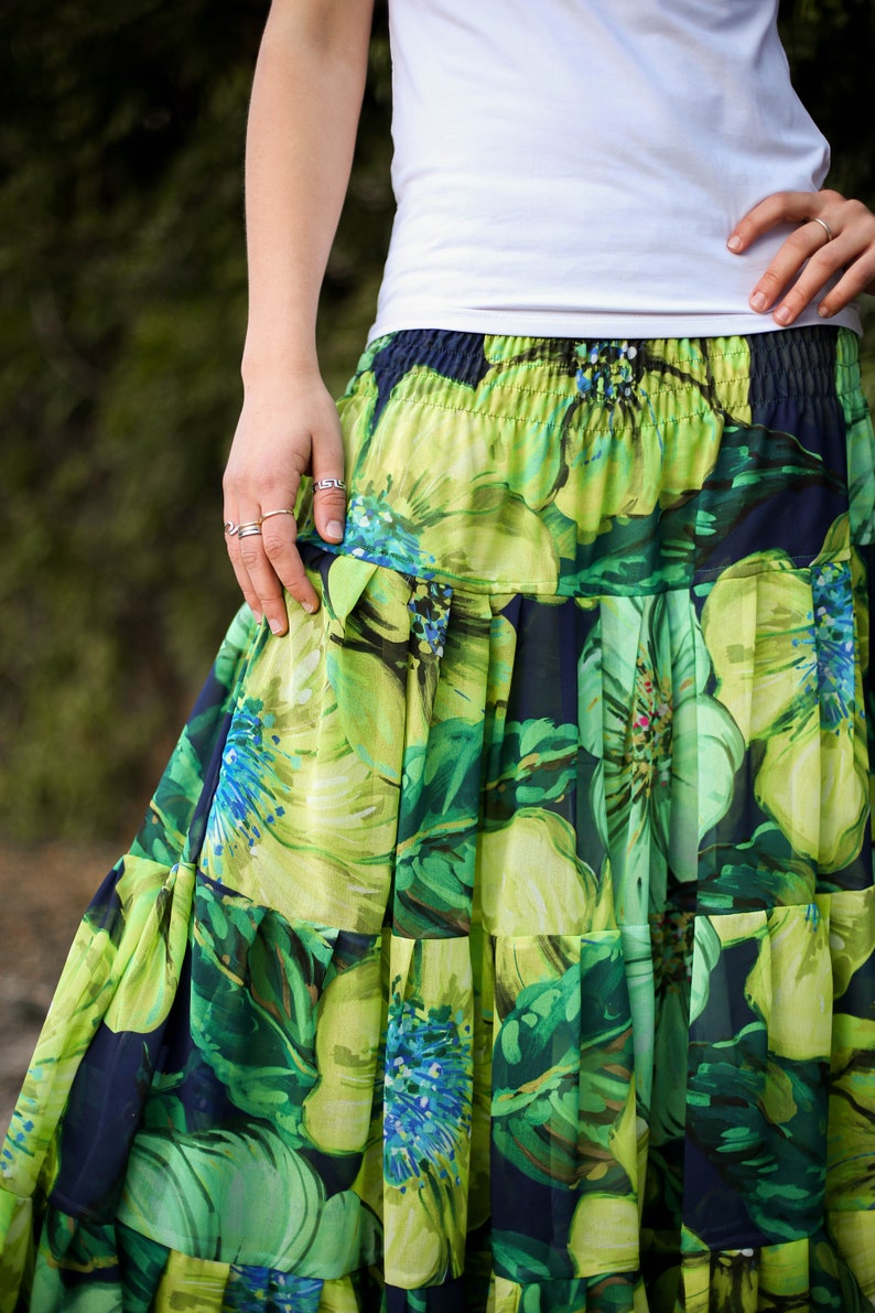 Long maxi skirt in green tones RIO image 2