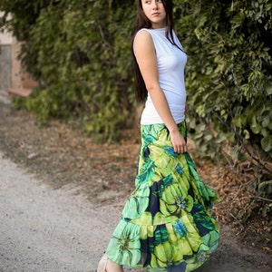 Long maxi skirt in green tones RIO image 9
