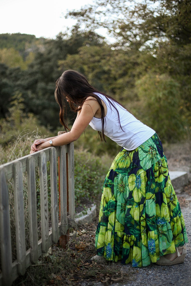 Long maxi skirt in green tones RIO image 8