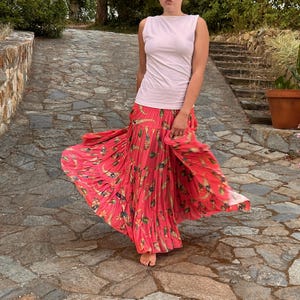 Long orange viscose skirt - ALMO