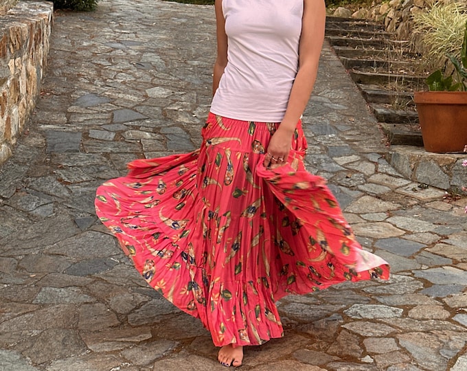 Featured listing image: Long orange viscose skirt - ALMO