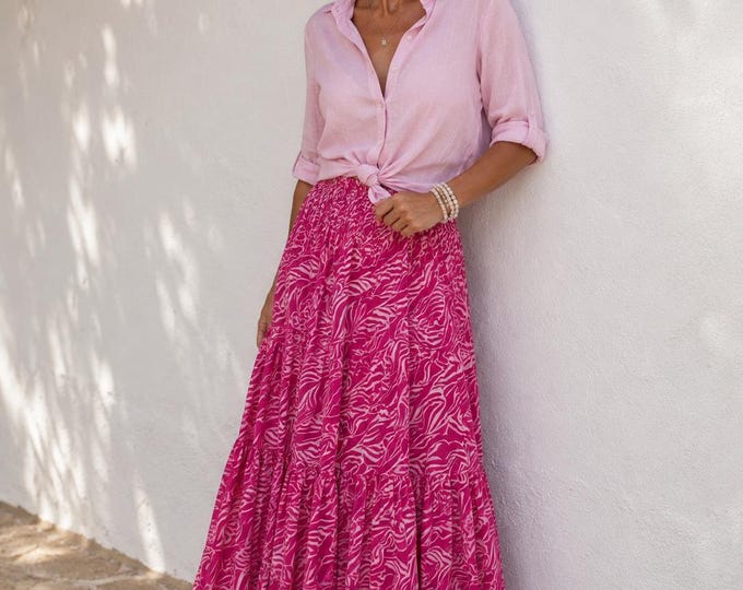Featured listing image: Long chiffon skirt in pink tones - ZEBRA