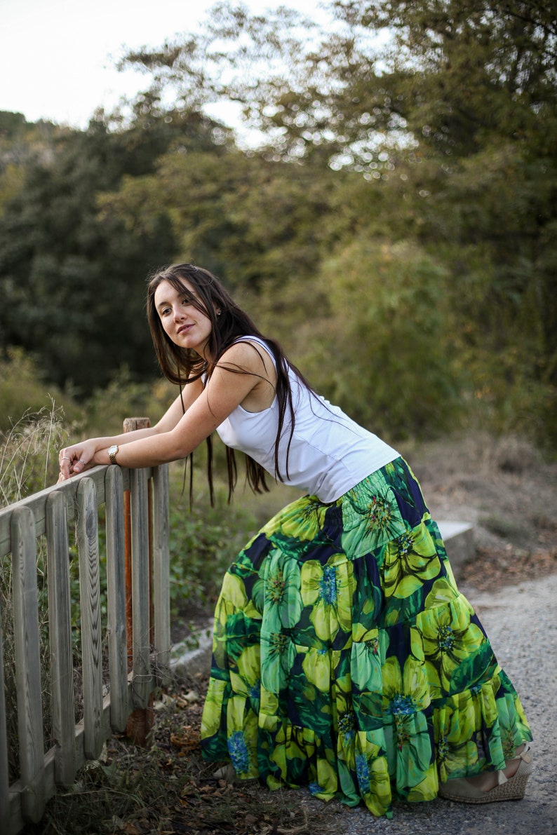 Long maxi skirt in green tones RIO image 3