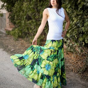 Long maxi skirt in green tones RIO image 6