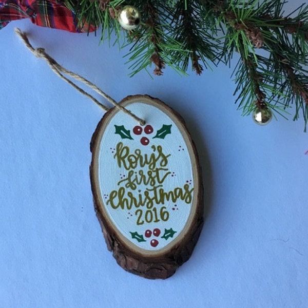 Baby's First Christmas Ornament | Christmas Ornament | Personalized Ornament | Baby Ornament | Christmas Decor | Custom | Wood Slice