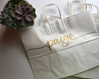Personalized White Gift Bag | Kraft Hanger Gift Bag | Bridesmaid Gift Bag | Large Gift Bag | Bridesmaid Gift | Wedding Gift | Kraft Bag