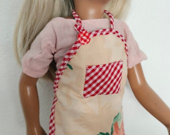 Cooks Patchwork apron in cream and gingham for Sasha doll or 16"/18" doll