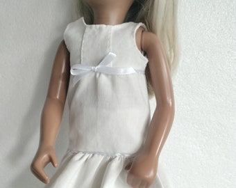 Spring white cotton midi dress with handsewn details and shorts for Sasha or 16-18” models