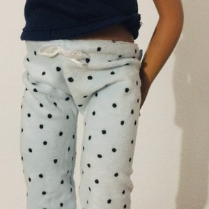 Pale Blue and indigo polka dot lounge pants for Sasha or Gregor or 16-18” models